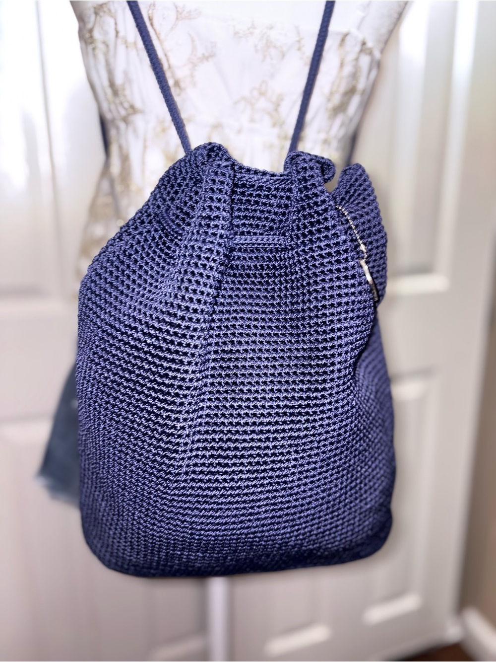 The Sak Navy Knit Drawstring Backpack